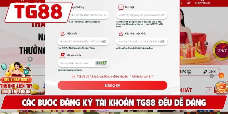 Hướng Dẫn Đăng Ký Tài Khoản TG88 - Dễ Dàng Tham Gia