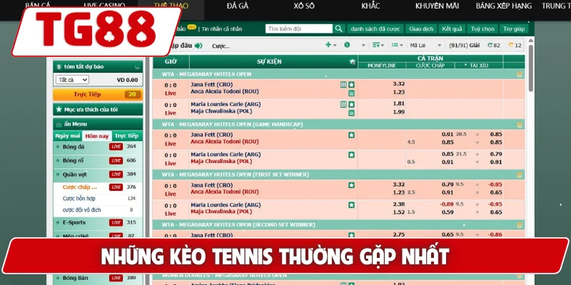 Chơi Cá Cược Tennis TG88 - Trải Nghiệm Tỷ Lệ Cược Cực Cao