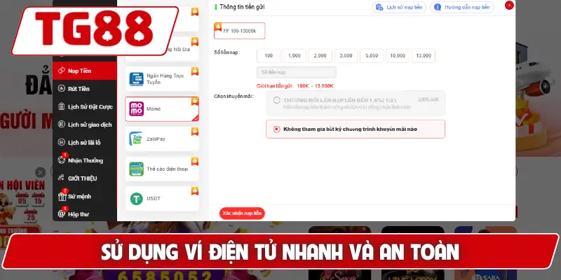 Hướng Dẫn Nạp Tiền Vào Tài Khoản TG88 - Nhanh Gọn Tiện Lợi
