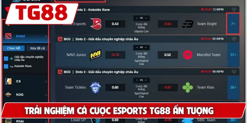 Cá Cược Esports Tại TG88 – Cơ Hội Thắng Lớn Mỗi Ngày
